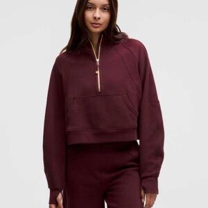 lululemon athletica Burgundy Cropped Quarter-Zip Sweatshirt